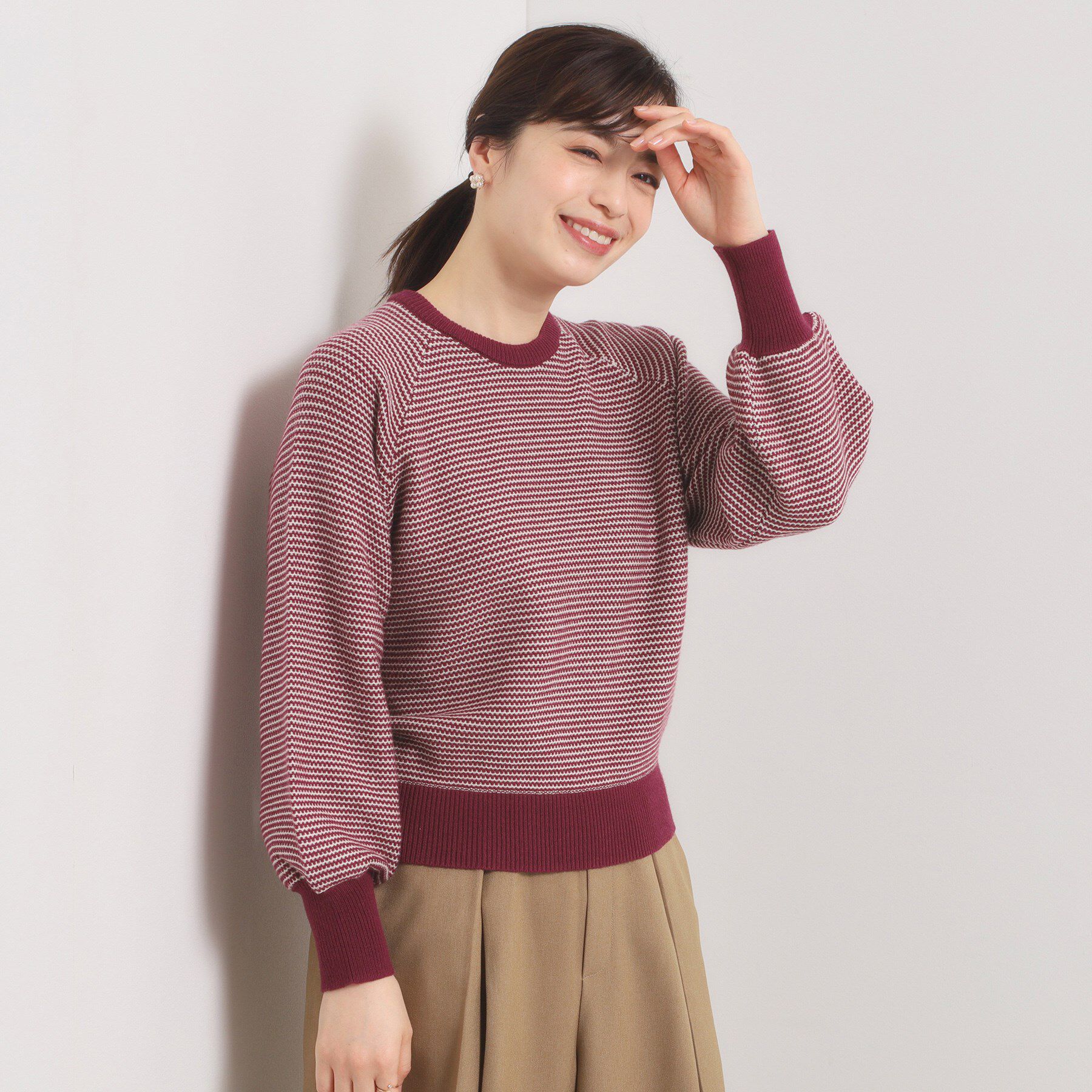 ITS&rsquo;DEMO「【手洗い可】柄編みニット」|ニット・セーター|ボルドー(564)