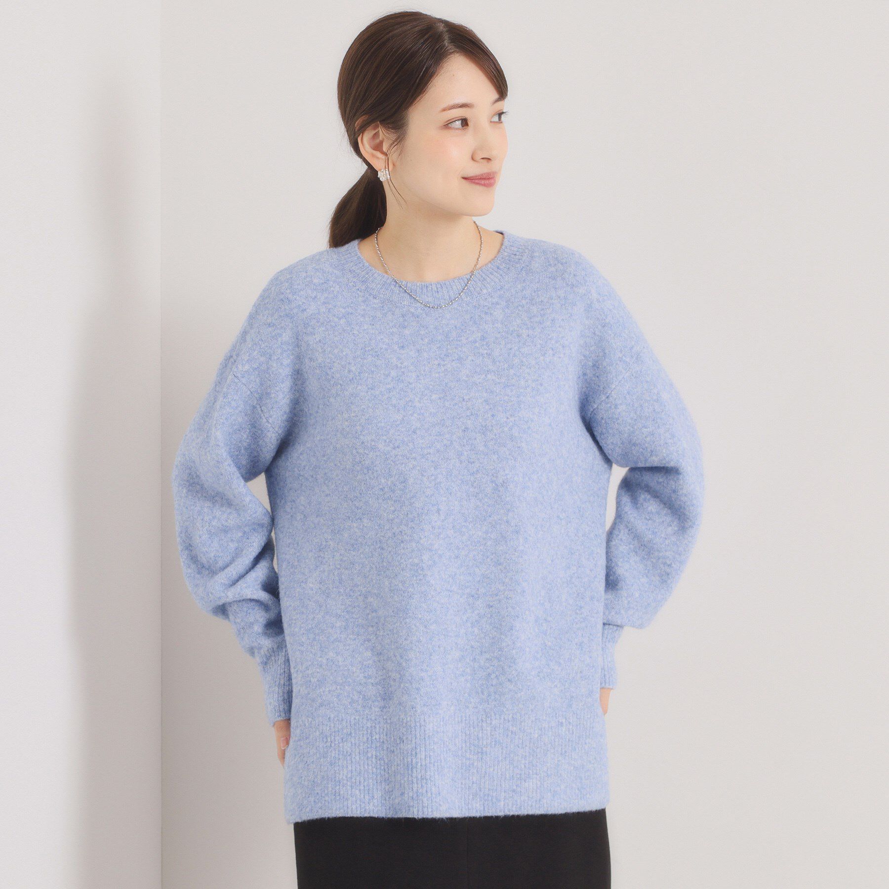 ITS&rsquo;DEMO「【洗濯機OK】ミックスヤーンクルーニット」|ニット・セーター|サックスブルー(09
