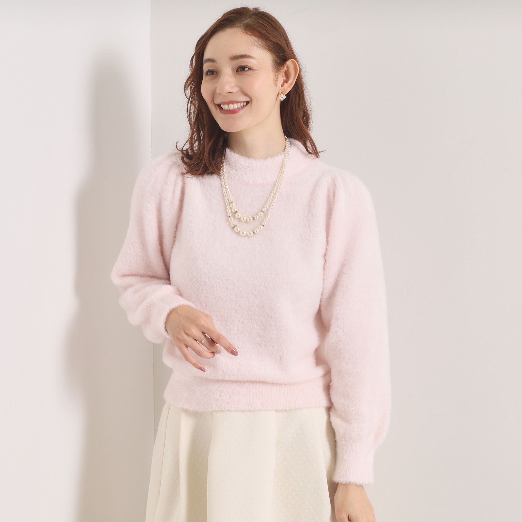 ITS&rsquo;DEMO「【手洗い可】フェザーヤーンパフスリーブニット」|ニット・セーター|ライトピンク(070
