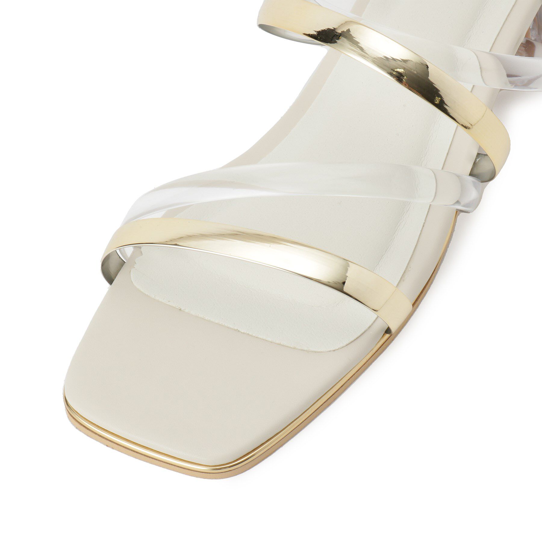 ESPERANZA「スクエアトゥクリアフラットヒールミュール」|サンダル|