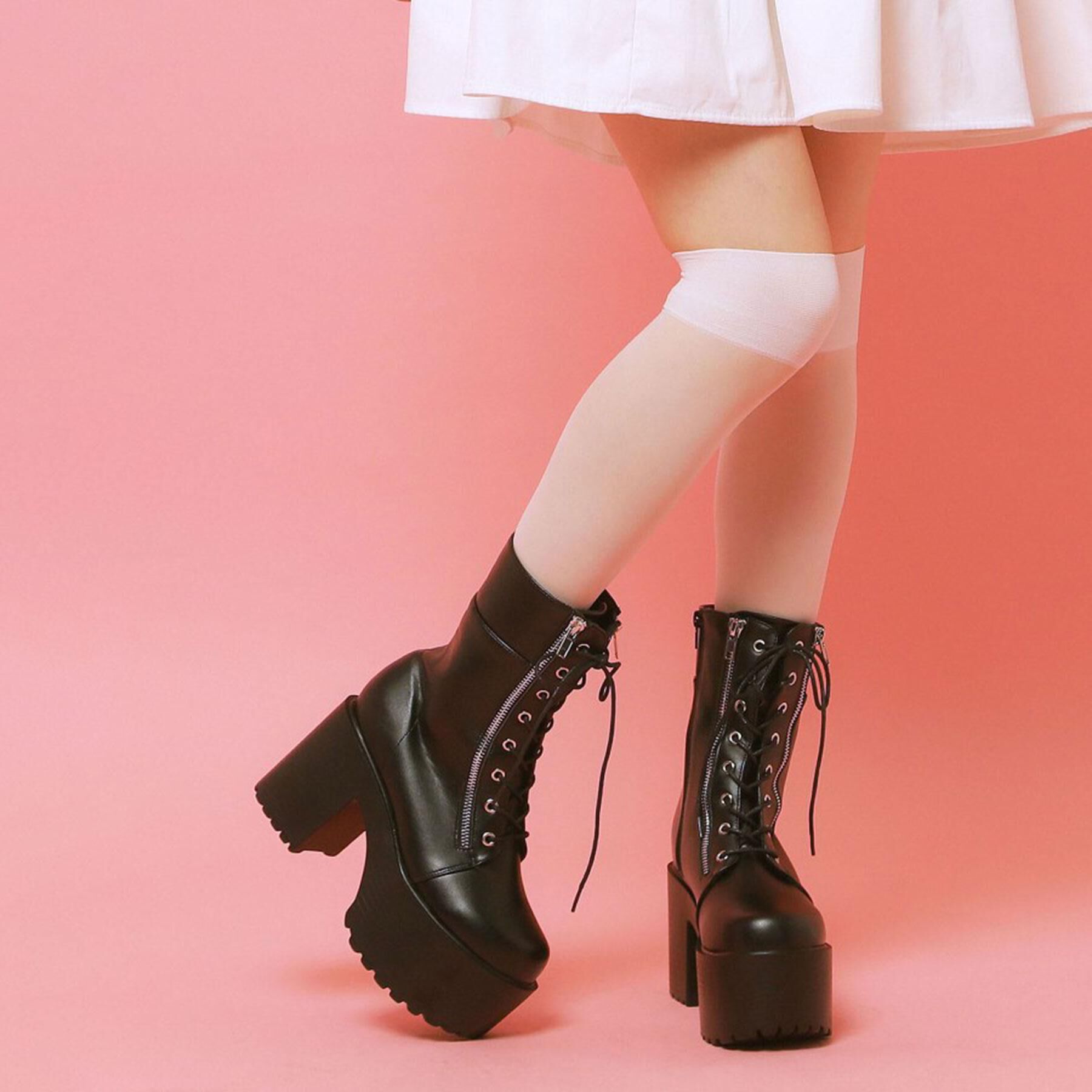 csT&P「厚底サイドジップミドル丈ブーツ」|ショートブーツ|