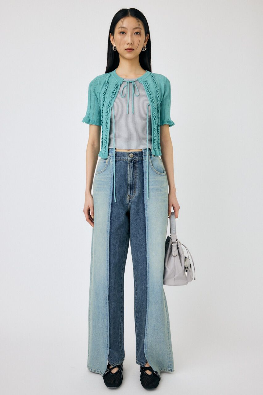 MOUSSY「FRILL STRIPED カーディガン」|ニット・セーター|