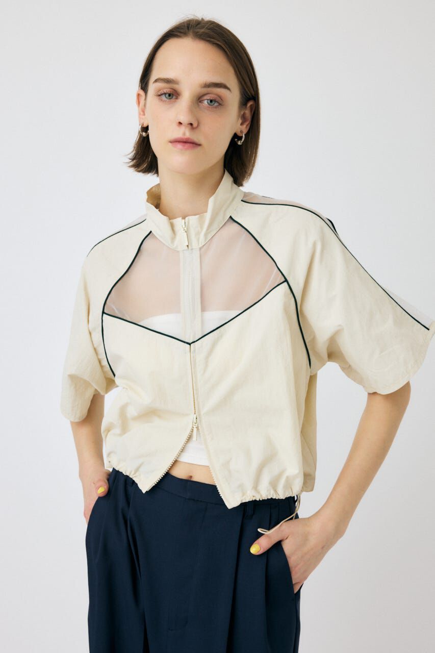 MOUSSY「PIPING HALF SLEEVE トラックジャケット」|その他|O/WHT1