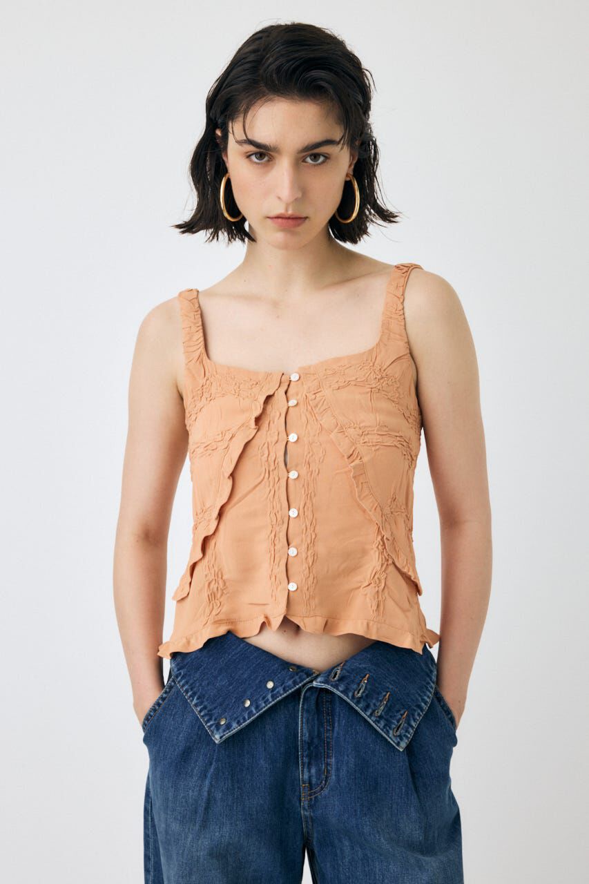 MOUSSY「BUTTON UP SMOCKING キャミ」|キャミソール|L/ORG1