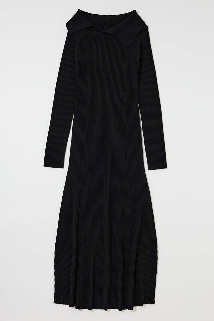 MOUSSY「ASYMMETRY COLLAR KNIT ドレス」|ワンピース|BLK