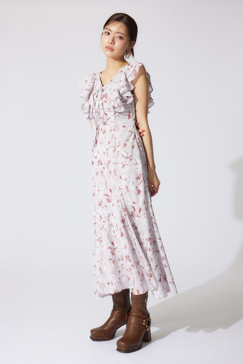 rienda「フリルフラワーロングワンピース」|ワンピース|