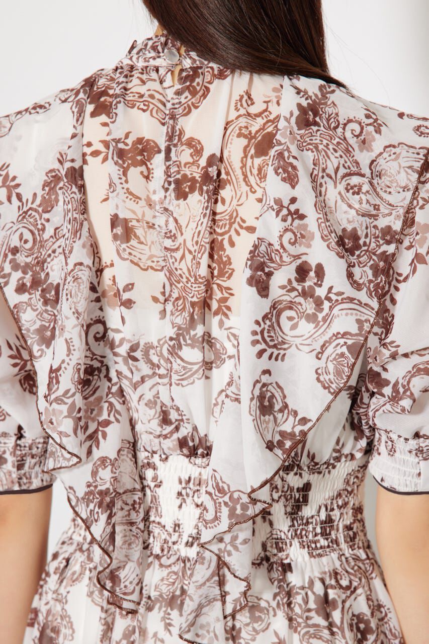 rienda「フロントロングフリルマルチパターンワンピース」|ワンピース|