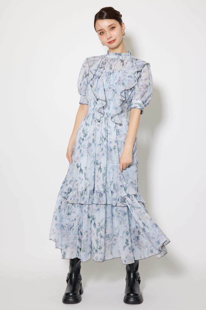 rienda「フロントロングフリルマルチパターンワンピース」|ワンピース|