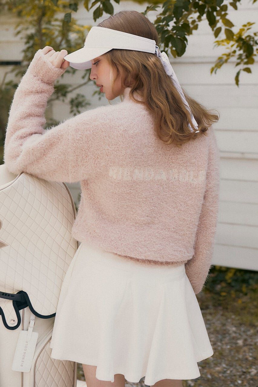 rienda「フェイクレザーロゴシャギーニットトップス」|ニット・セーター|