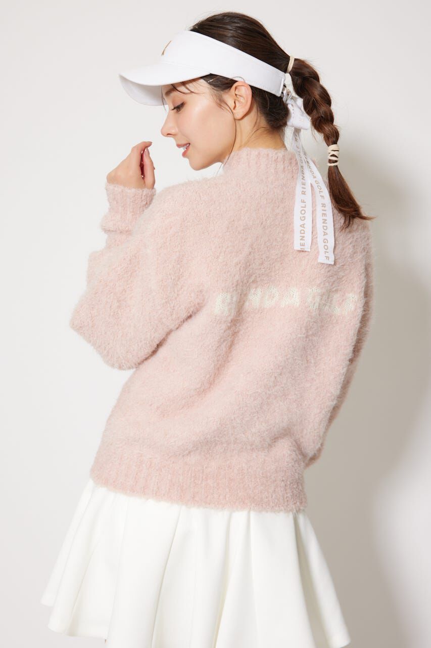 rienda「フェイクレザーロゴシャギーニットトップス」|ニット・セーター|