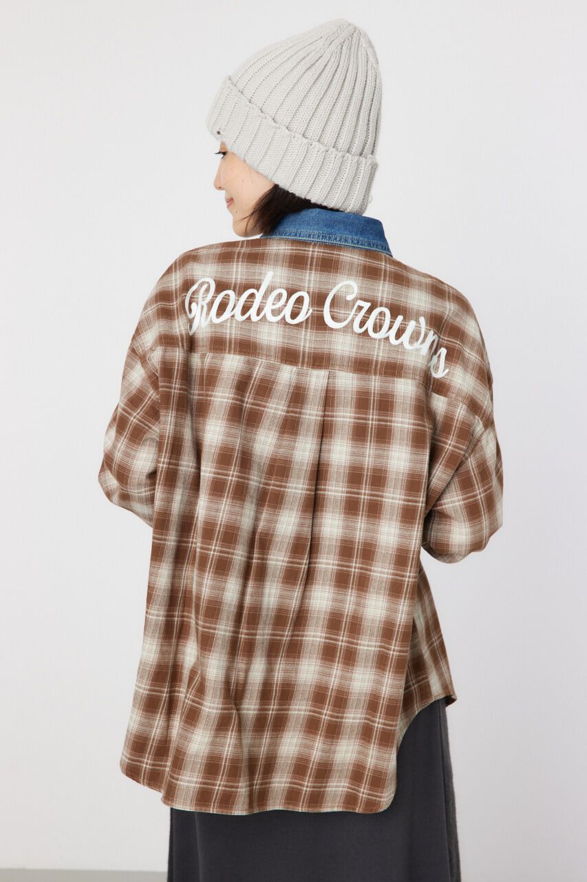RODEO CROWNS「デニムドッキングチェックシャツ」|シャツ・ブラウス|