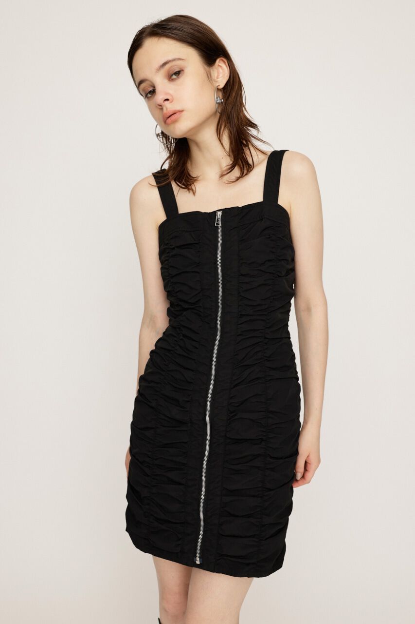 SLY「NYLON GATHER CAMI ショートワンピース」|ワンピース|BLK
