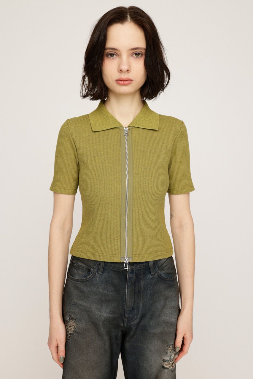 SLY「FRONT ZIP CUT RIB トップス」|Tシャツ・カットソー|