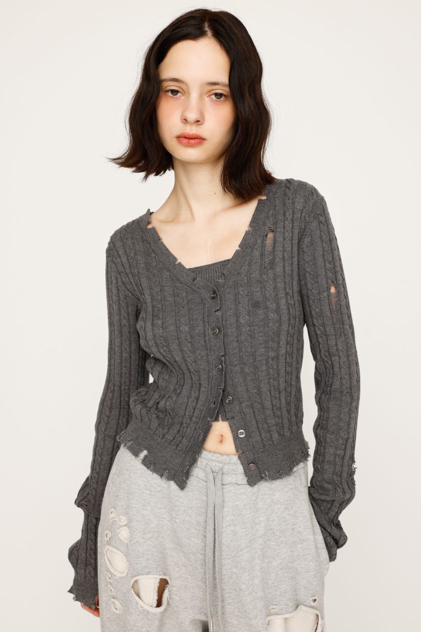 SLY「V／N CRASH 2P トップス」|ニット・セーター|T.GRY