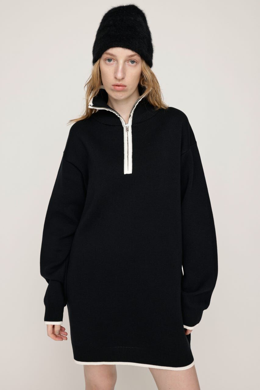 SLY「HALF ZIP HN KNIT ショートワンピース」|ワンピース|