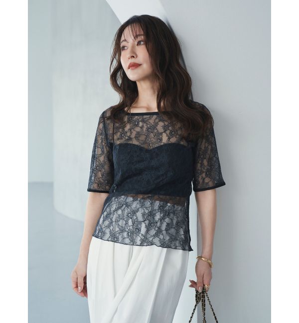 ELENDEEK「【yuumi&times;ELENDEEK】LACE TRIM CS」|Tシャツ・カットソー|ブラック