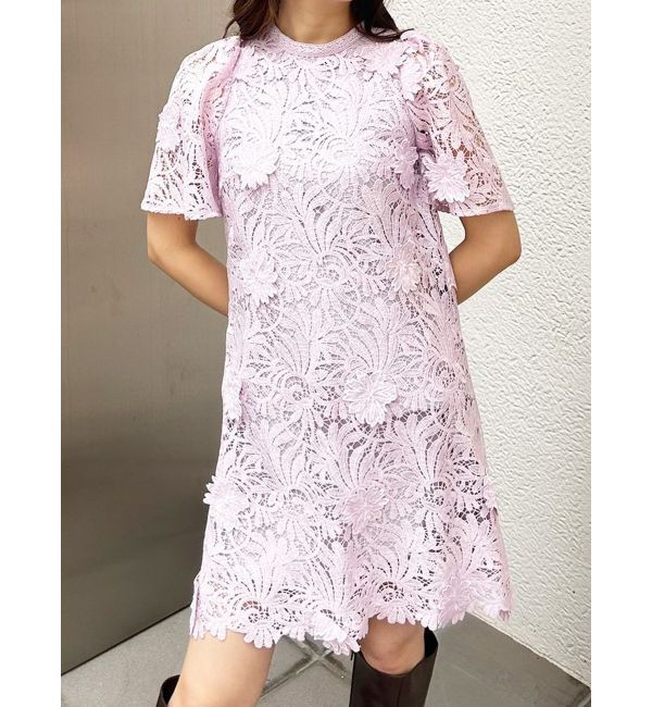 MERCURYDUO「3Dスカラップレースミニワンピース」|ワンピース|ラベンダー