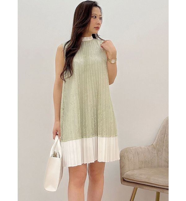 MERCURYDUO「バイカラーレースプリーツミニワンピース」|ワンピース|