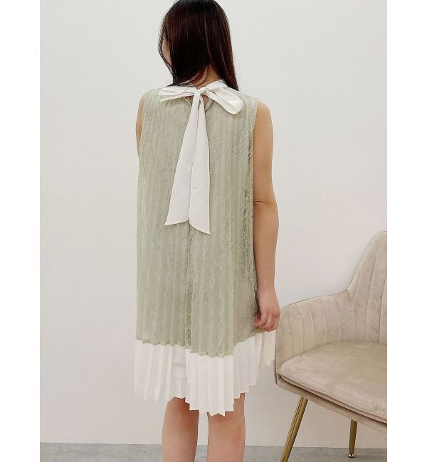 MERCURYDUO「バイカラーレースプリーツミニワンピース」|ワンピース|
