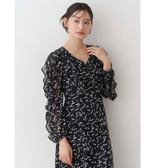 MERCURYDUO「ダブルラッフルバイカラーパイピングワンピース」|ワンピース|