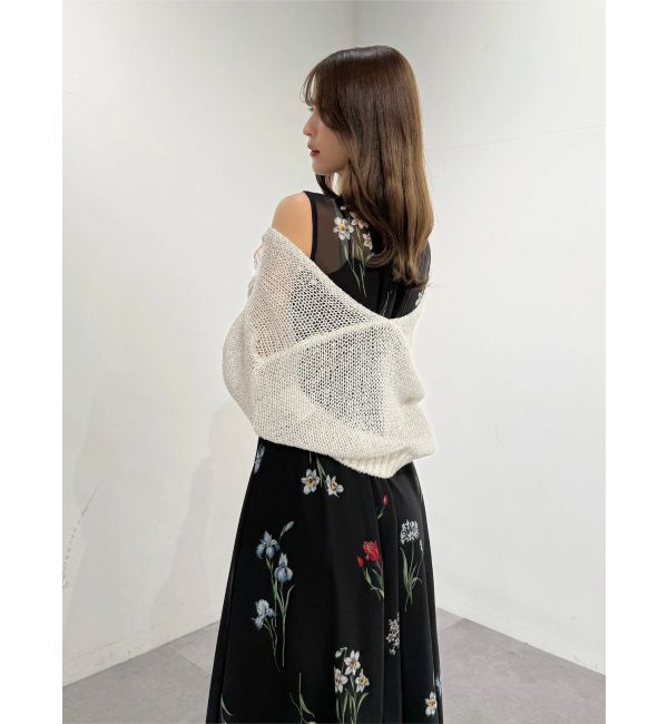 MERCURYDUO「透かし編みラメ混ボレロカーディガン」|カーディガン|