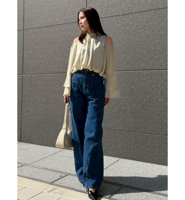 LAGUNAMOON「パッチポケットセミワイドデニムパンツ」|デニム|