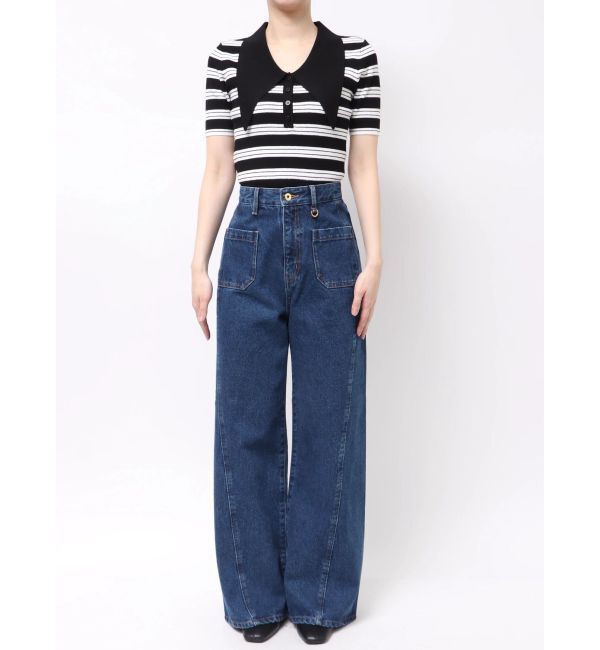 LAGUNAMOON「パッチポケットセミワイドデニムパンツ」|デニム|