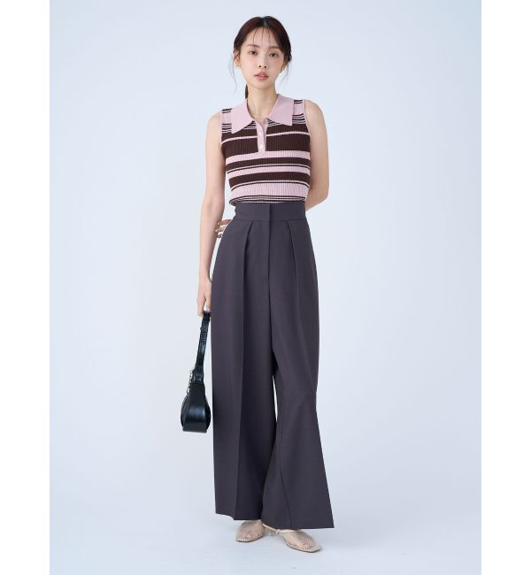 LAGUNAMOON「シャツカラーノースリニットプルオーバー」|ニット・セーター|