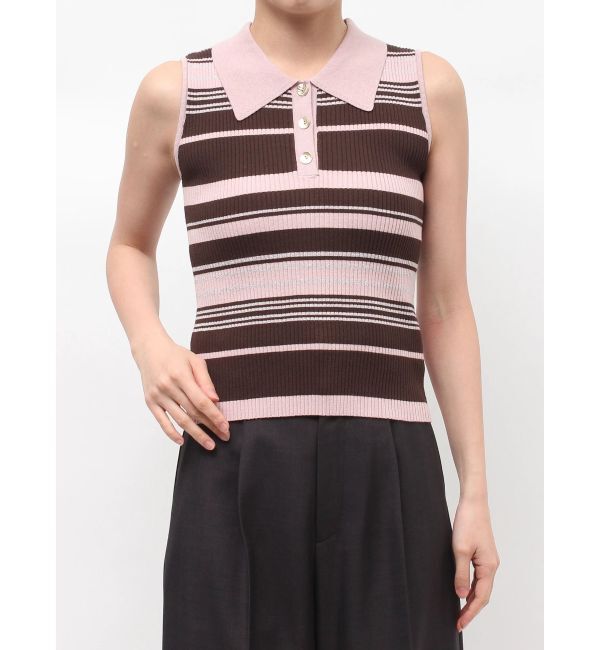 LAGUNAMOON「シャツカラーノースリニットプルオーバー」|ニット・セーター|