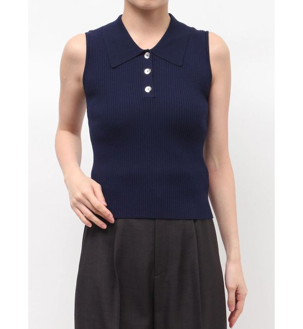 LAGUNAMOON「シャツカラーノースリニットプルオーバー」|ニット・セーター|