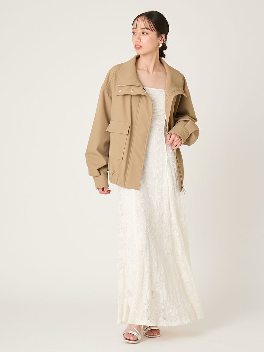 FRAY I.D「スクエアネックストレッチレースワンピース」|ワンピース|