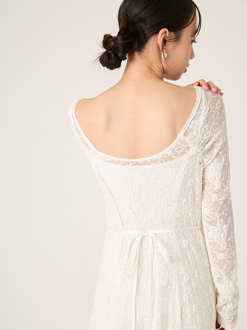 FRAY I.D「スクエアネックストレッチレースワンピース」|ワンピース|