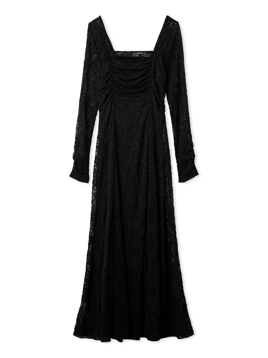 FRAY I.D「スクエアネックストレッチレースワンピース」|ワンピース|BLK