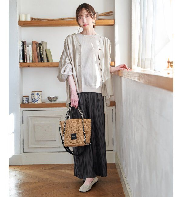 ikka「【雑誌InRed4月号掲載】カットプリーツワイドパンツ【親子コーデ】」|キュロット|