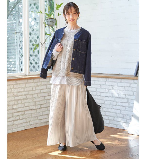 ikka「【雑誌InRed4月号掲載】カットプリーツワイドパンツ【親子コーデ】」|キュロット|