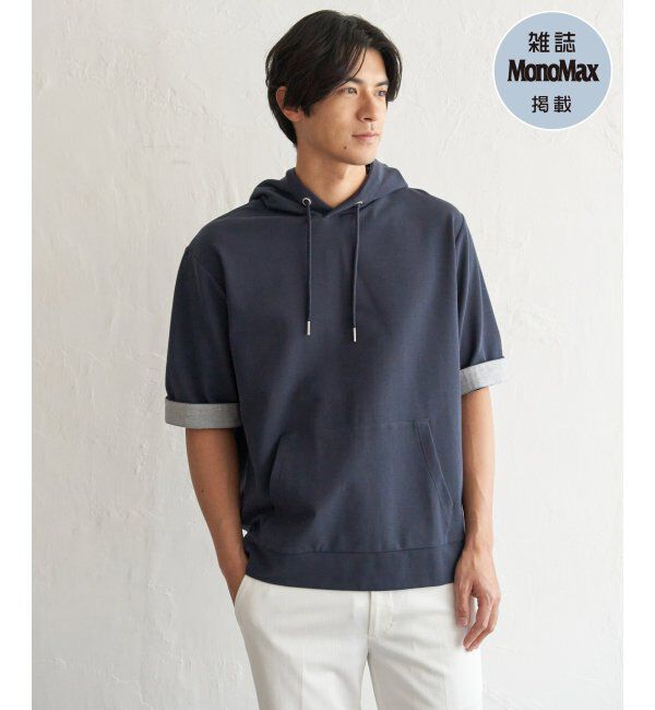 ikka「【雑誌MonoMax4月号掲載】GOKU楽冷感2WAYパーカ「小泉孝太郎さん着用モデル」」|Tシャツ・カットソー|ネイビーブルー