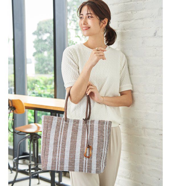 ikka「雑材ストライプトートバッグ」|その他|