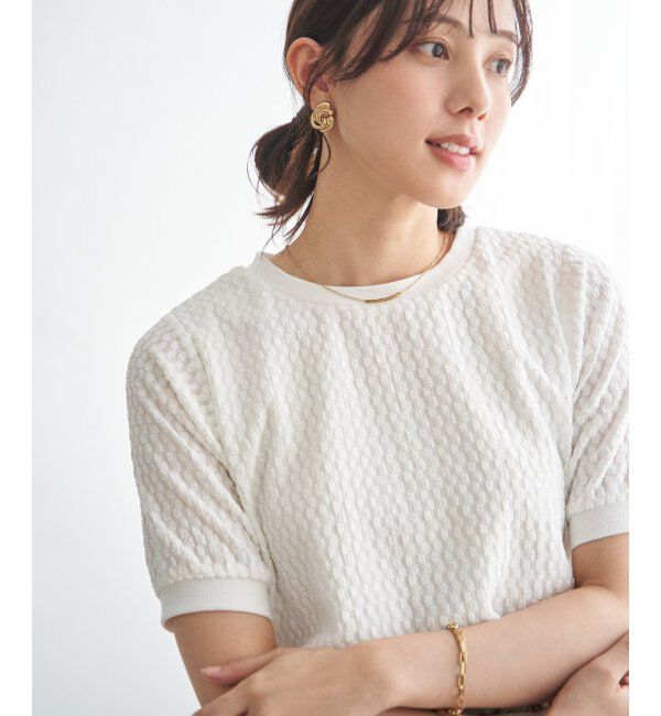 ikka「幾何学ジャカード半袖プルオーバー」|その他|