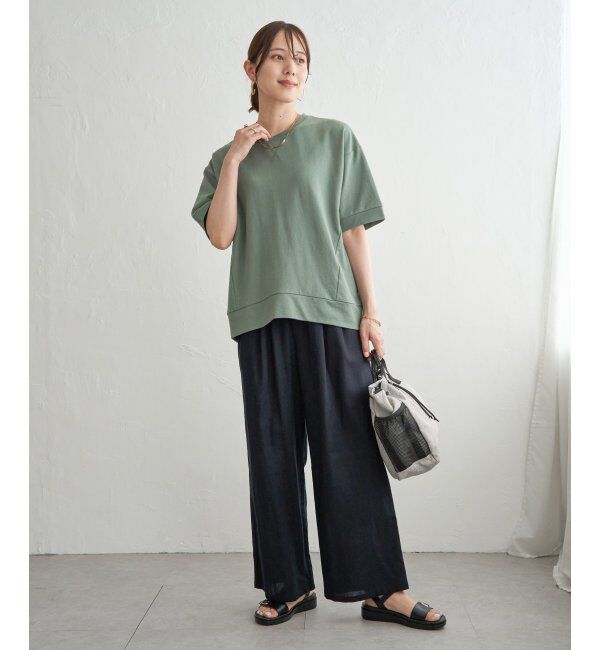 ikka「冷感スウェットライク半袖プルオーバー」|Tシャツ・カットソー|