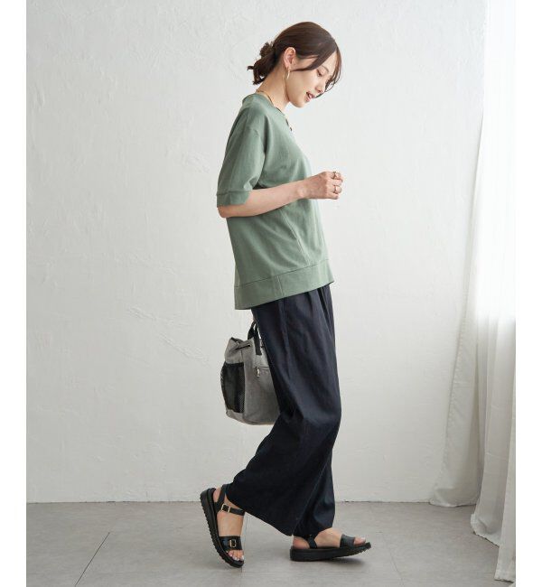 ikka「冷感スウェットライク半袖プルオーバー」|Tシャツ・カットソー|