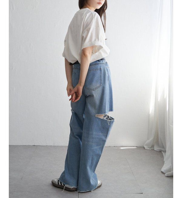 VENCE share style「綿天竺フラワープリントTシャツ」|Tシャツ・カットソー|