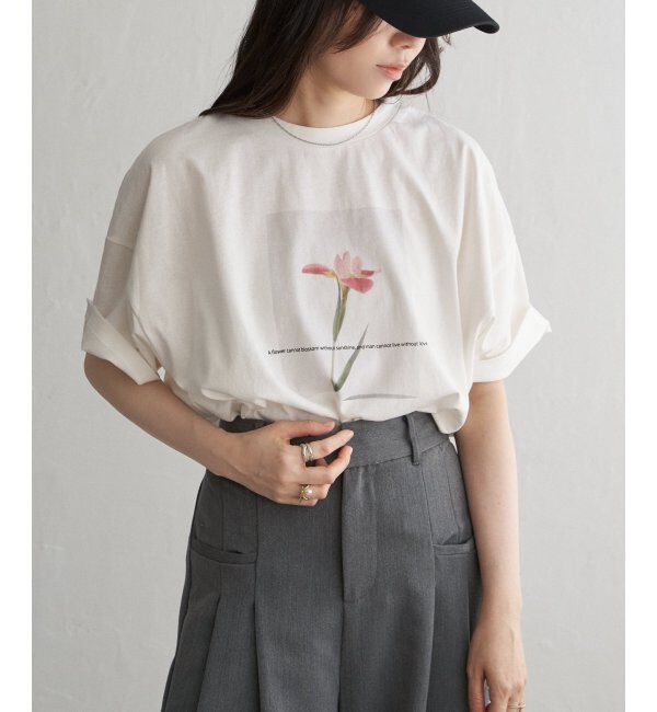 VENCE share style「綿天竺フラワープリントTシャツ」|Tシャツ・カットソー|ソノタ