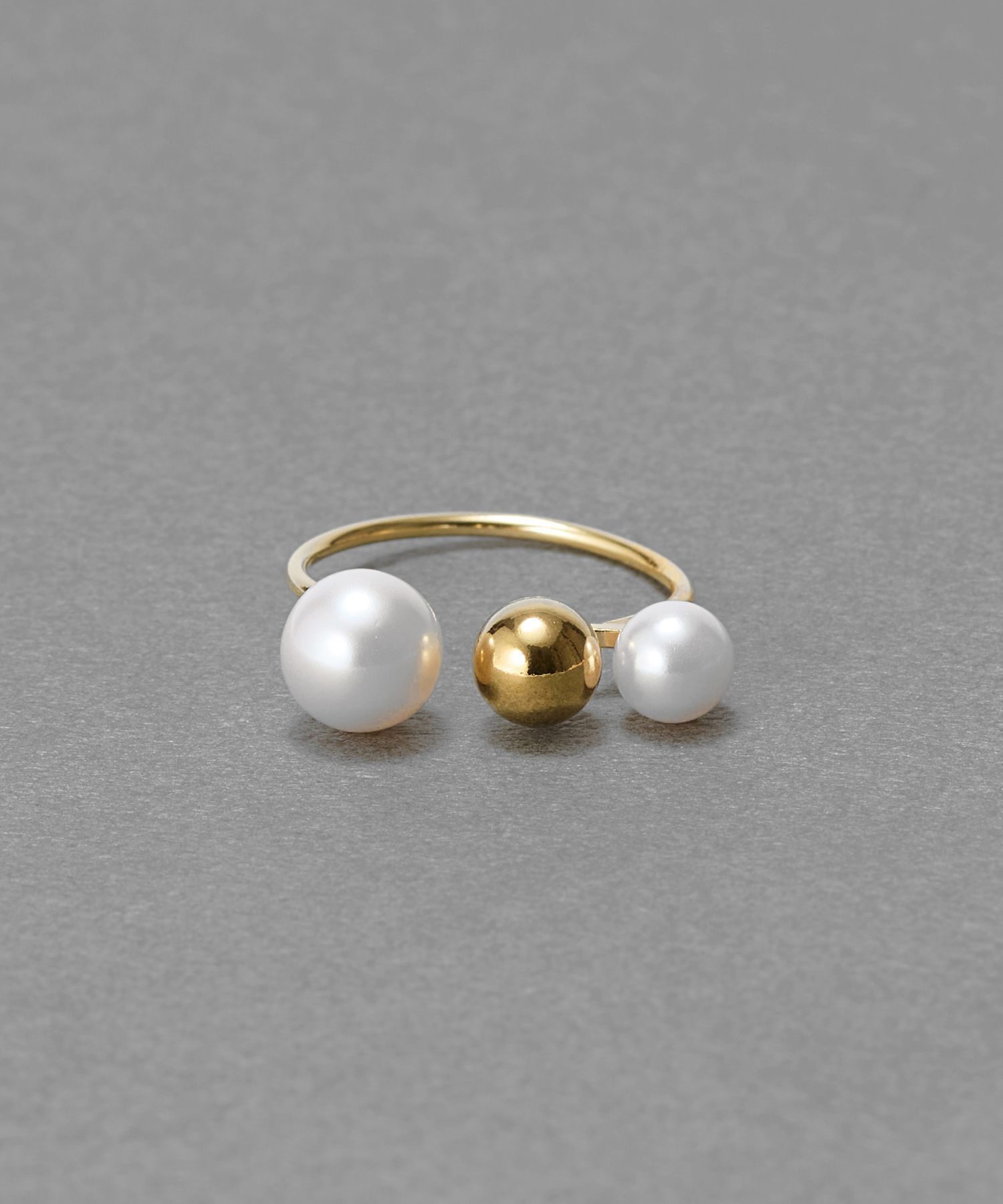 Phoebe「【金属アレルギー対応】ミックスドットリング　ゴールド/ニッケルフリー/パール」|リング|ゴールド