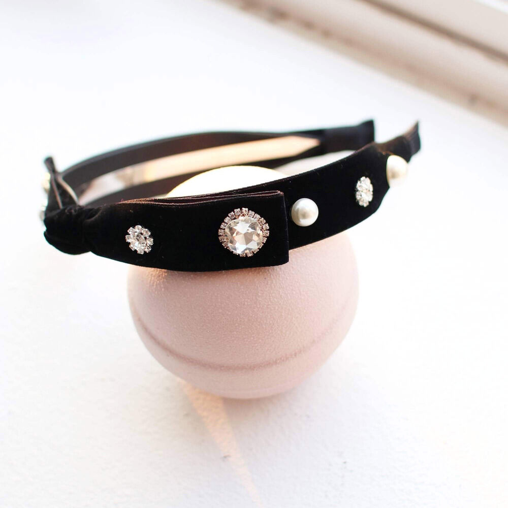 BACKYARD FAMILY「Rora カチューシャ 通販 リボン パール キラキラ 48502102 髪飾り ヘッドドレス」|その他|ブラック1