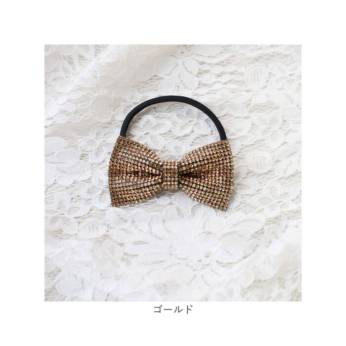 BACKYARD FAMILY「キッズ ヘアゴム リボン 通販 キラキラ ジルコニア 68222302 ジルリボンヘアゴム 小さめ」|ヘアゴム・シュシュ|