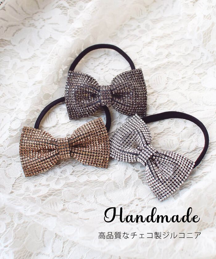 BACKYARD FAMILY「キッズ ヘアゴム リボン 通販 キラキラ ジルコニア 68222302 ジルリボンヘアゴム 小さめ」|ヘアゴム・シュシュ|