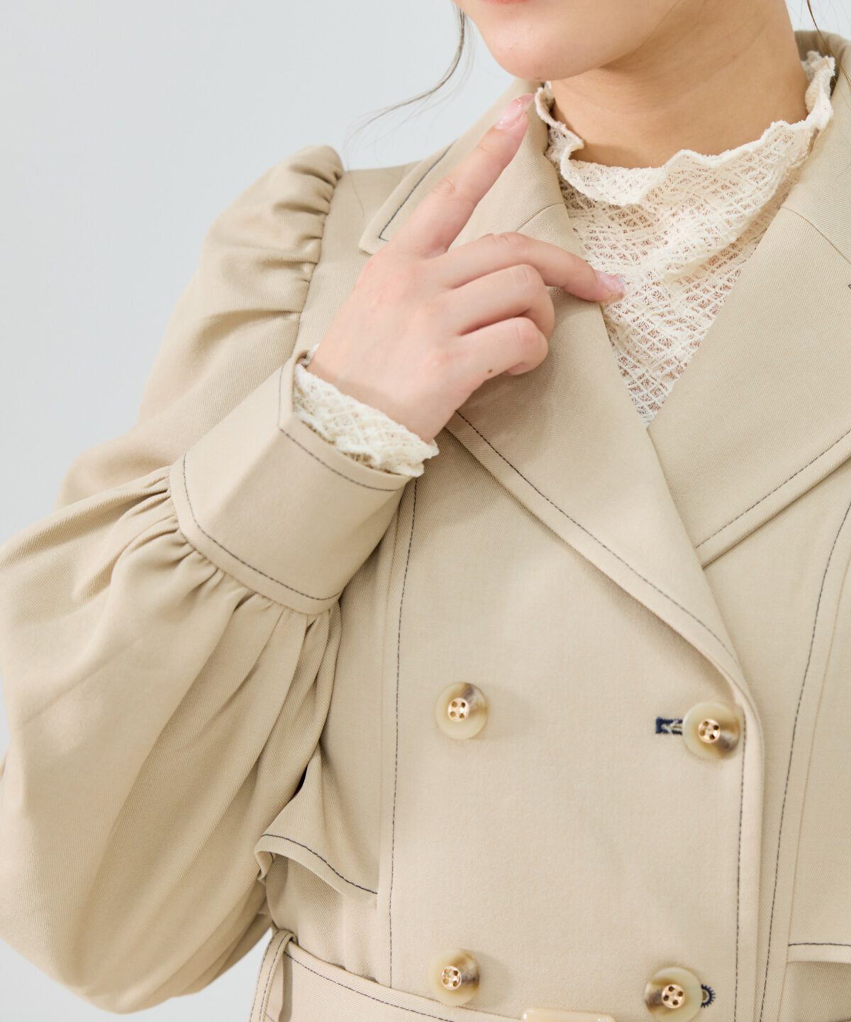 REDYAZEL「パフスリーブミニトレンチコート」|トレンチコート|
