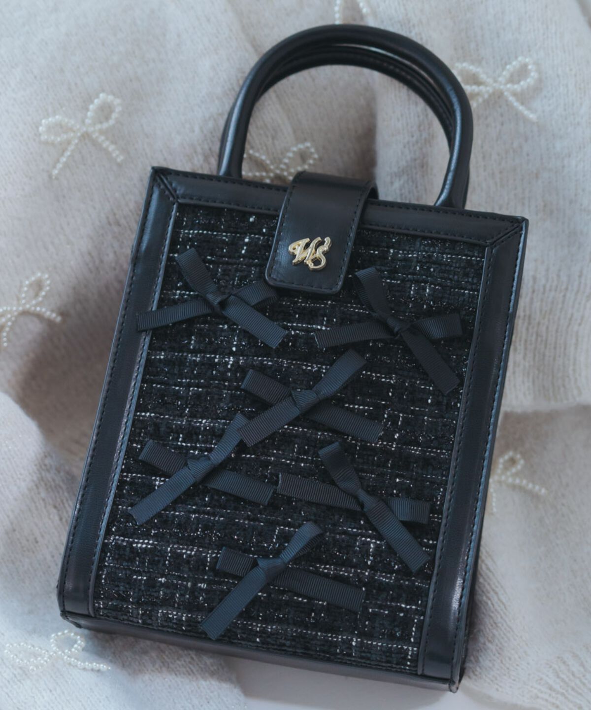 WILLSELECTION「2wayツイードリボンバッグ」|ショルダー・メッセンジャー|ブラック