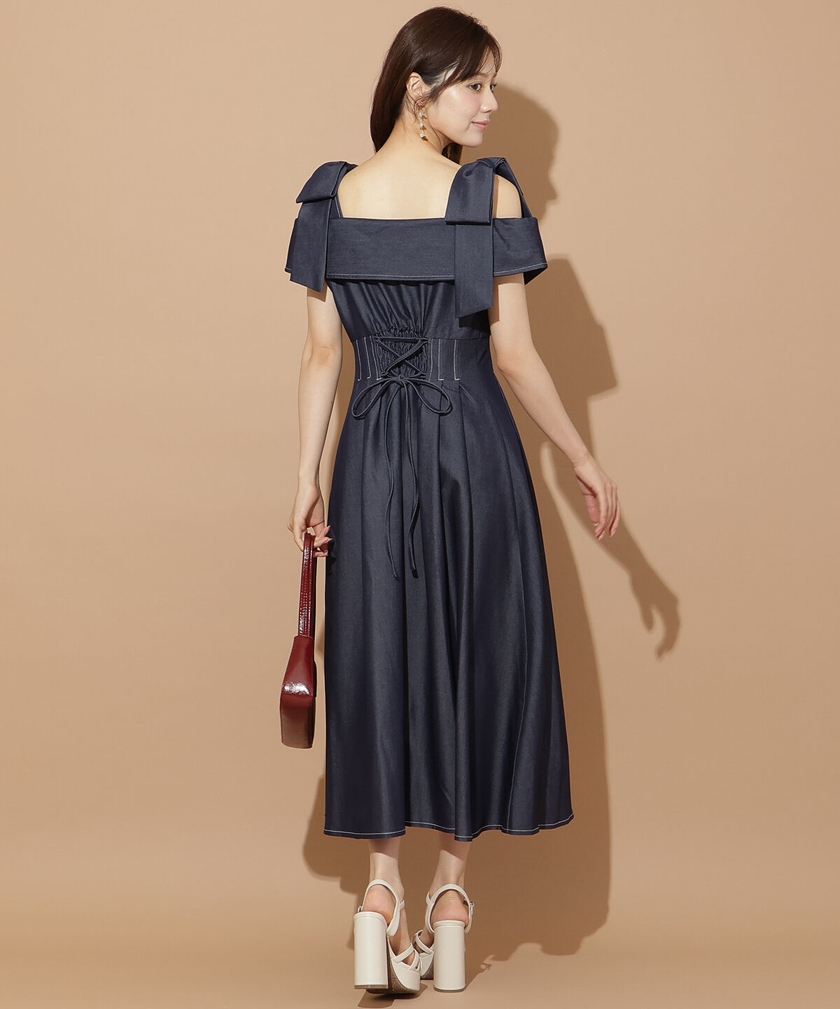 WILLSELECTION「リボンストラップオフショルシャツワンピース」|ワンピース|