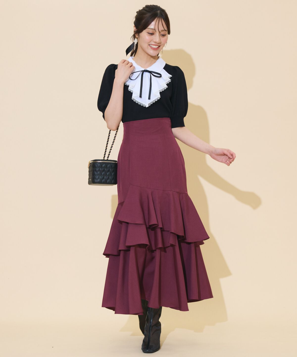 WILLSELECTION「アシメレイヤードハイウエストスカート」|フレア|